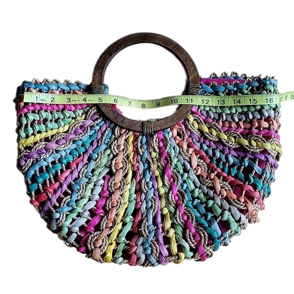 Cappelli Straworld Straw Wood Handle Multicolor
Rainbow Bag Purse Tote - Picture 8 of 9